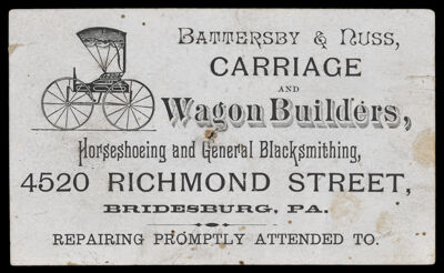 Battersby & Nuss Carriage and Wagon Builders, Horseshoeing and General Blacksmithing