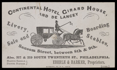 Continental Hotel, Girard House, and De Lancey Livery, Sale and Boarding Stables