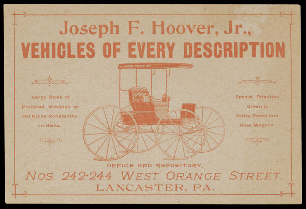 Joseph F. Hoover, Jr., Vehicles of Every Description