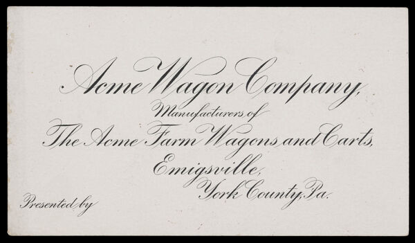 Acme Wagon Company, Manufacturers of The Acme Farm Wagons and Carts...