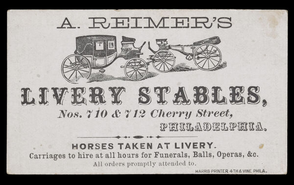A. Reimer's Livery Stables