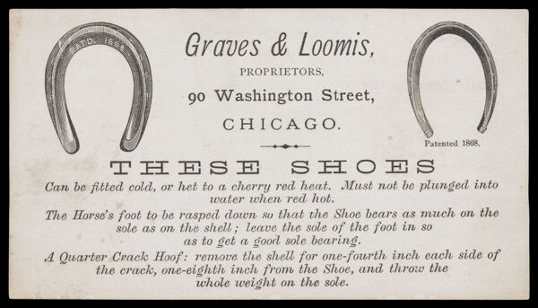 Graves & Loomis, Propieters, 90 Washington Street, Chicago. These Shoes . . .
