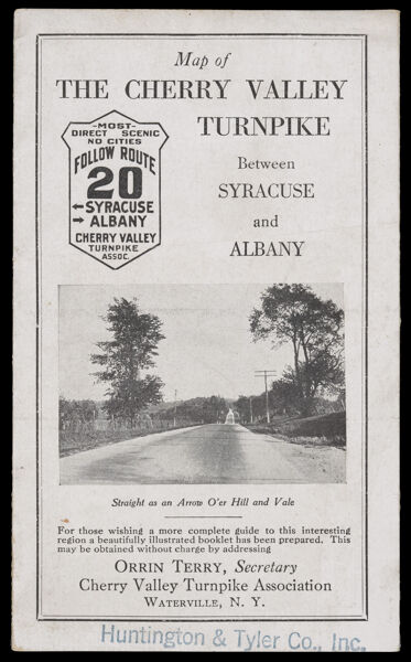 Map of the Cherry Valley Turnpike Between Syracuse and Albany