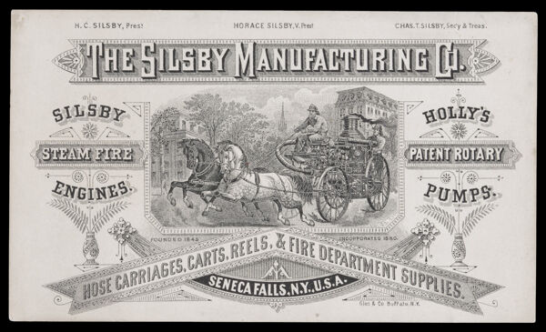 The Silsby Manufacturing Co. Hose Carriages, Carts, Reels, & Fire Department Supplies.