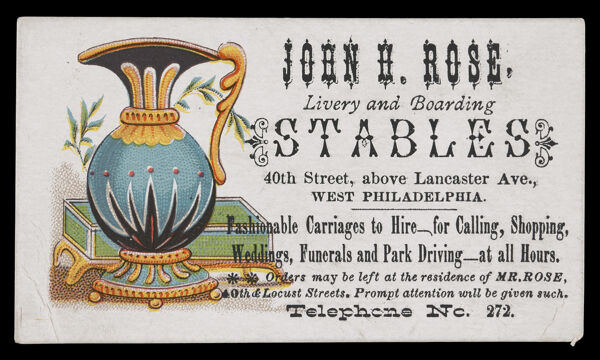 John H. Rose, Livery and Boarding Stables