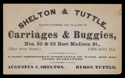 Shelton & Tutle, Manufacturers and Dealers in Carriages & Buggies
