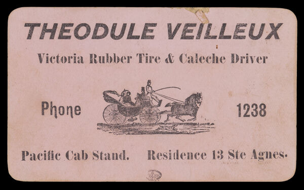 Theodule Veilleux, Victoria Rubber Tire & Caleche Driver