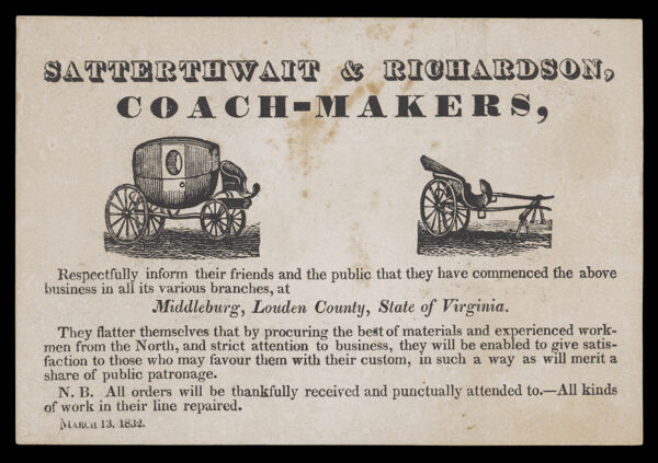 Satterthwait & Richardson, Coach-Makers