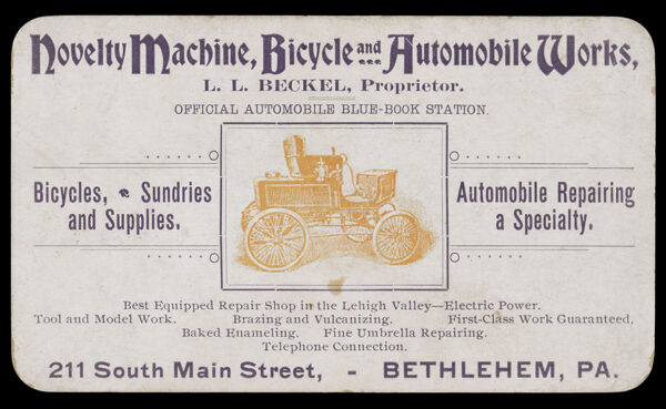 Novelty Machine, bicycle and Automobile Works
