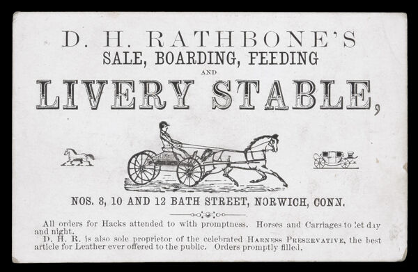 D. H. Rathbone's Sale, Boarding, Feeding and Livery Stable