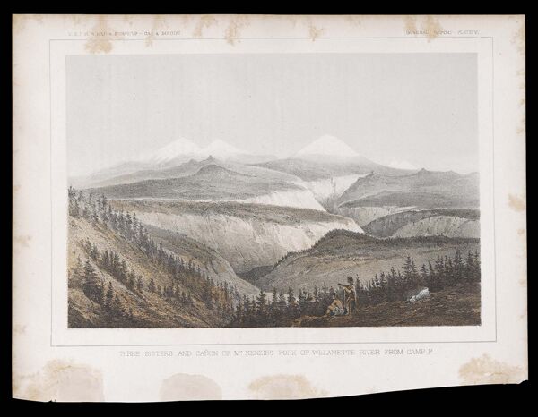 General Report -- Plate VI. Three Sisters and Cañon of McKenzie's Fork of Willamette River from Camp P.