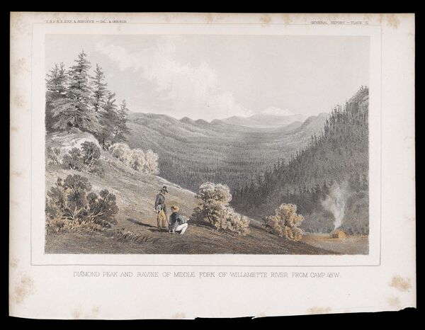 General Report -- Plate VII. Diamond Peak and Ravine of Middle Fork of Willamette River from Camp 48W.