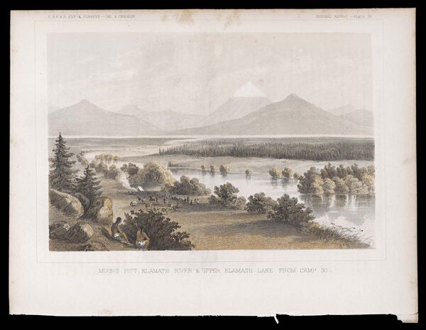 General Report -- Plate IV. Mount Pitt, Klamath River & Upper Klamath Lake from Camp 30.