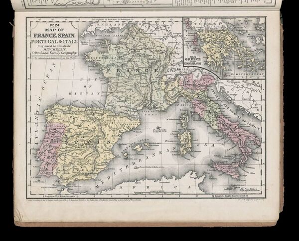 Map of France, Spain, Portugal and Italy / Greece and the Ionian Islands