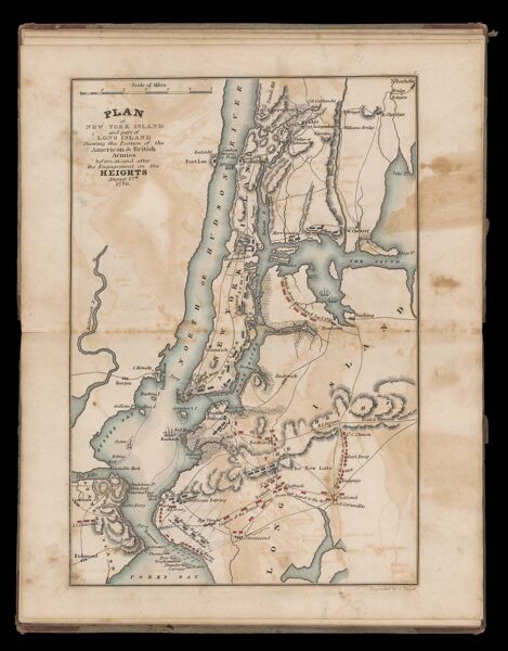 Plan of New York Island and part of Long Island shewing the position of the Ameriocan & British armies before, at, and after the engagement on the heights August 27th, 1776