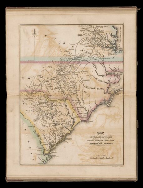 Map of part of Virginia, North Carolina, South Carolina & Georgia which were the scenes of the most important operations of the Southern armies