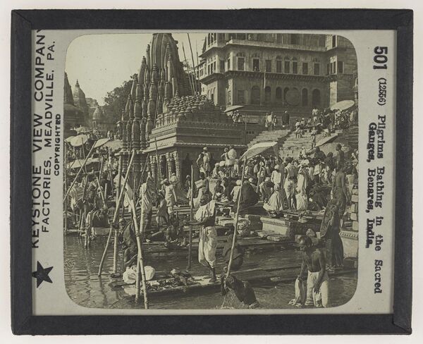 Pilgrims Bathing in the Sacred Ganges, Benares, India.