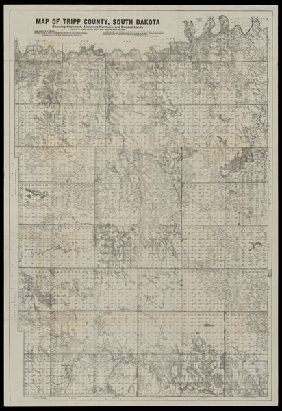 Map of Tripp County, South Dakota showing allotment, allotment numbers, and deeded lands published by Samuel Chilton and C.W. Owen.