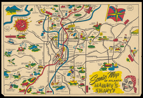 Scenic Map of Atlanta - Mammy's Shanty