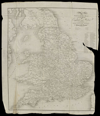 A general map of the roads of England and Wales / engraved for Mogg's improved edition of Paterson's Roads