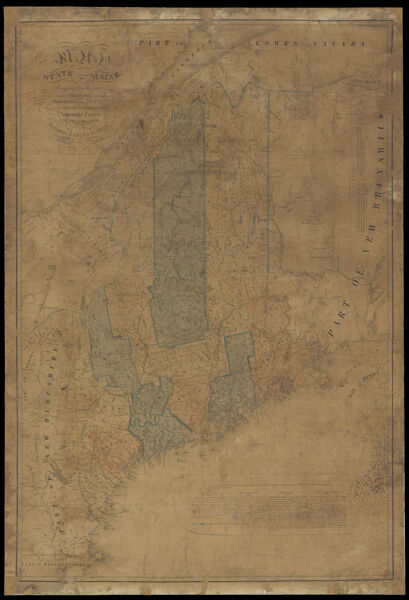 Map of the state of Maine / compiled from the most authentic surveys, explorations and authorities, shewing the boundaries of the state and parts of the adjacent British provinces according to the provisional treaty of peace in 1782 and the definitive treaty of 1783