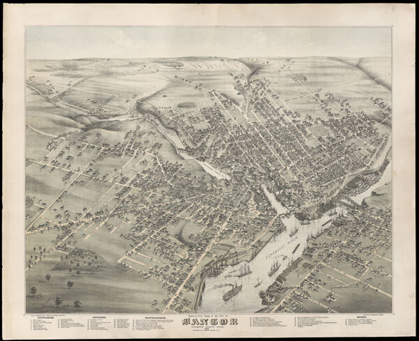 Bird's Eye View of the City of Bangor Penobscot County Maine 1875