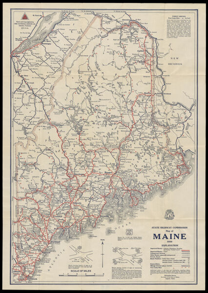 State Highway Commission Map of Maine 1930 Explanation