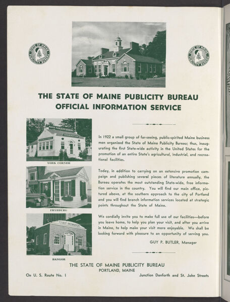 The State of Maine Publicity Bureau Official Information Service