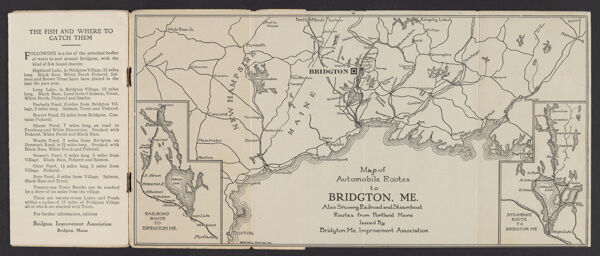 The Fish and Where to Catch Them/ Map of Automobile Routes to Bridgton, ME.