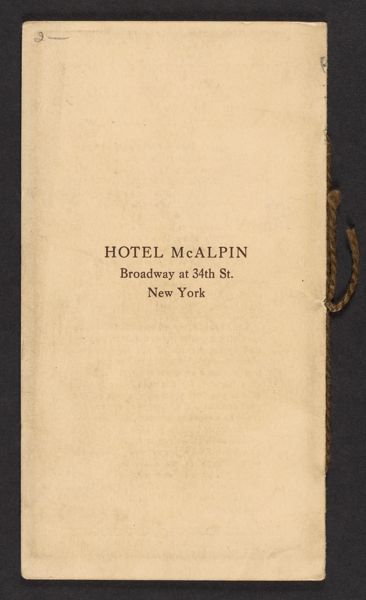 Hotel McAlpin Broadway at 34th St. New York [Back Cover]