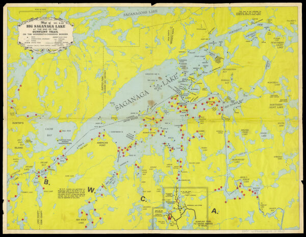 Map of Big Saganaga Lake at the end of the Gunflint Trail on the Minnesota-Canadian Border