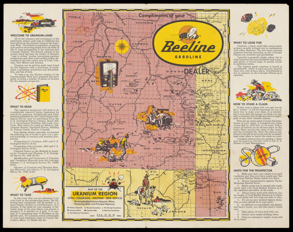 Map of the uranium region : Utah, Colorado, Arizona, New Mexico