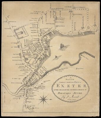 A plan of the compact part of the town of Exeter, at the head of the southerly branch of the Piscataqua River by P. Merrill, 1802.