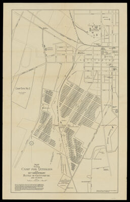 Map showing camp for veterans at the 50th anniversary, Battle of Gettysburg and vicinity prepared in Office of Chief Quartermaster Camp for Veterans, 50th Anniversary, Battle of Gettysburg.