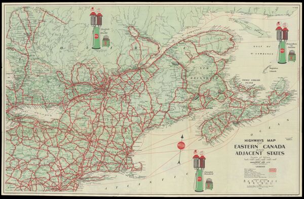 Highways map of Eastern Canada and adjacent states : prepared for Imperial Oil Ltd.