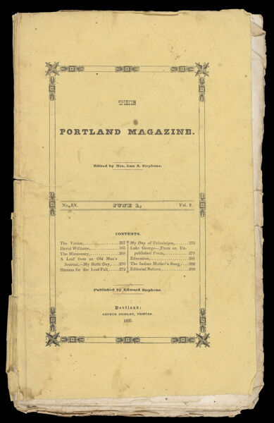 Portland Magazine. Vol. 1, No. 9. June 1, 1835. Pages 225 - 256.