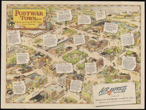 Postwar Town USA showing the typical uses for Air Express in any community.