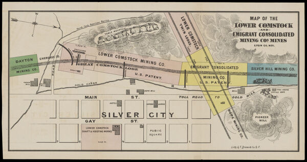 Map of the Lower Comstock and Emigrant Consolidated Mining Cos. mines : Lyon Co., Nev.