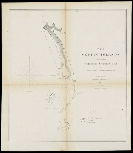 The Coffin Islands surveyed by order of Commodore M.C. Perry U.S.N. by Lieuts. G.B. Balch, G.H. Cooper & L.A. Beardslee Mid. of the U.S. Ship Plymouth Commander John Kelly U.S.N. ; engraved by S. Siebert, lettering by C.A. Knight.