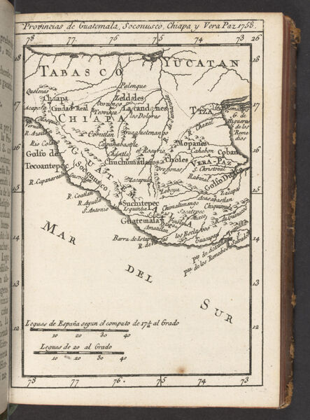 Provincias de Guatemala, Soconusco, Chiapa y Vera Paz 1758