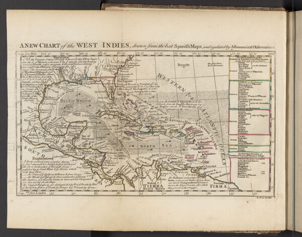 A New Chart of the West Indies, drawn from the best Spanish Maps, and regulated by Astronomical Observations