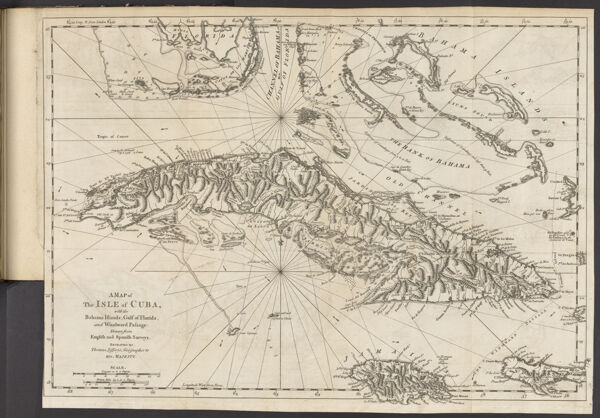 A Map of the Isle of Cuba, with the Bahama Islands, Gulf of Florida, and Windward Passage: Drawn from English and Spanish Surveys. Engraved by Thomas Jefferys, Geographer to His Majesty.