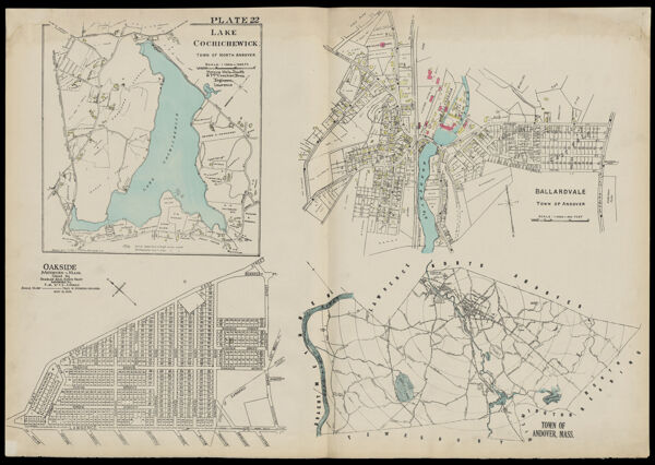 Plate 22 Lake Cochichewick town of North Andover; Oakside Methuen, Mass.; Ballardvale town of Andover; Town of Andover, Mass.