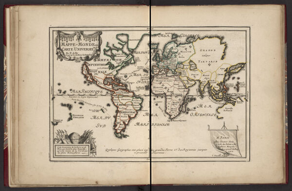Mappe-Monde ou Carte Universel le Par N. de Fer geographe de Mons. le Dauphine