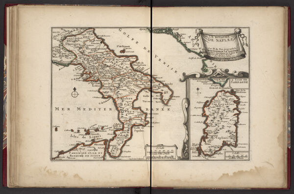 Le Royaume de Naples par N. de Fer. geographe de monseigneur le Dauphin A Paris, chez l'auteur surle quay de l'orloge ala sphere royale. Avec privilege du roy 1701.