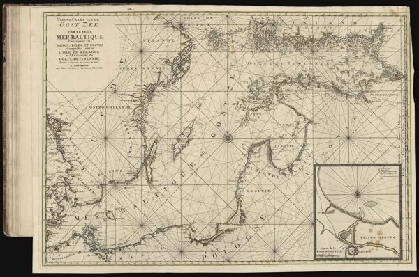 Nieuwe caart van de Oost Zee ou carte de la Mer Baltique contenant les bancs, isles et costes comprises entre l'Isle de Zelande et l'extremite de Golfe de Finlande. [Unfolded Map]