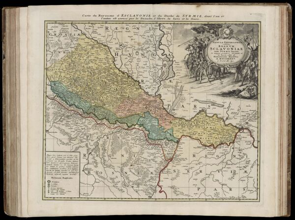 Tabula geographica exhibens Regnum Sclavoniae cum Syrmii Ducatu ex mappa grandiori desumta et in lucem edita ab Homannianis Heredibus A. MDCCXXXXV. C. P. S. C. M. gr.
