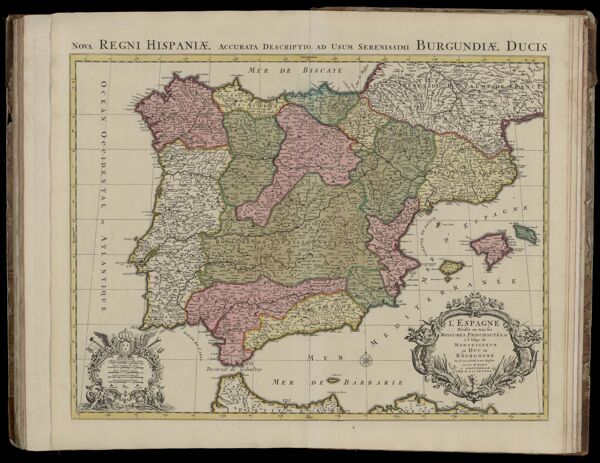 L'Espagne divisée en tous ses royaumes, principautés, &c. à l'usage de monseigneur le Duc de Bourgogne par son tres humble et tres obeissant serviteur H. Iaillot a Amsterdam chez R. & J. Ottens.
