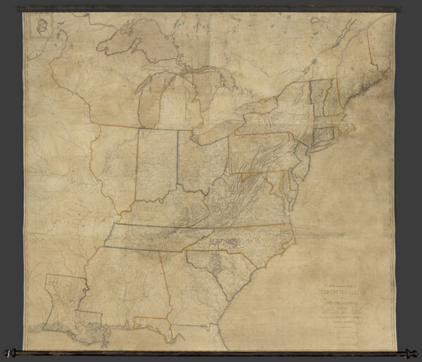 A New and Correct Map of The United States of North America; Exhibiting The Counties, Towns, Roads &c in each State. Carefully compiled from Surveys and the most Authentic Documents. By Samuel Lewis.