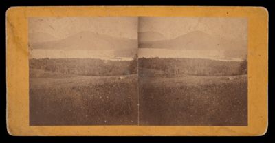 [View of mountains and lake from a hill]